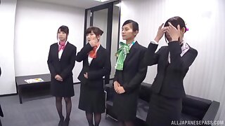 Japanese group fucking in the office with naughty coworkers